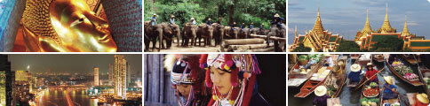 写真：タイのさまざまな観光名所、エレファントキャンプ、山岳民族の女性など
